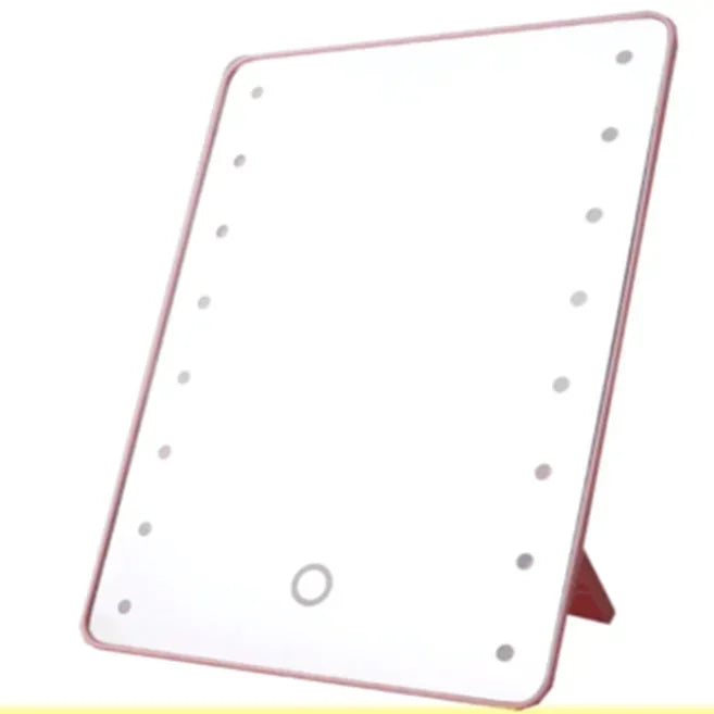 Espelho de maquiagem portátil de mesa com toque LED